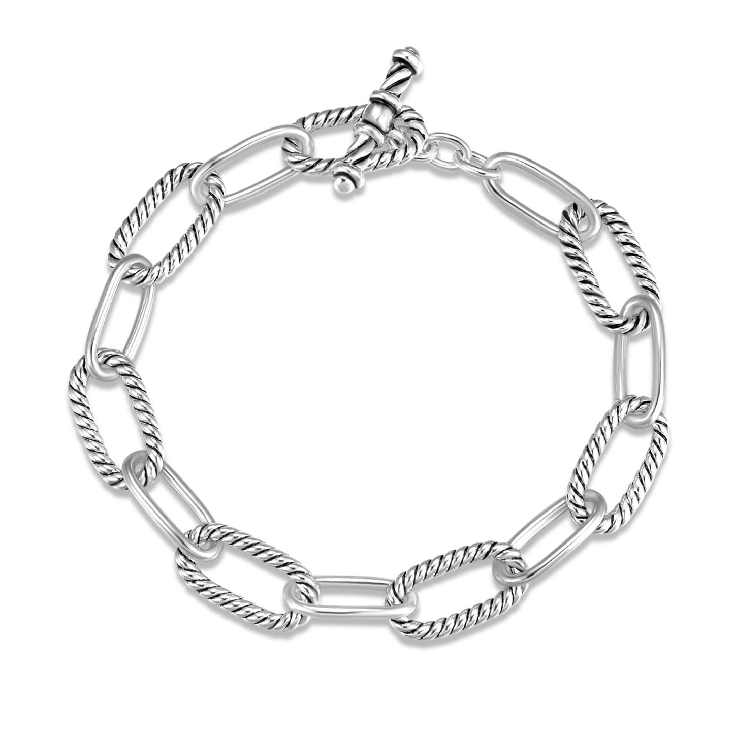 UNY JEWEL Slim Paperclip Link Bracelet Two Tone Twisted Cable Wire Chain Lightweight Designer Inspired Jewelry Gift for Women (Slim Paperclip Silver)