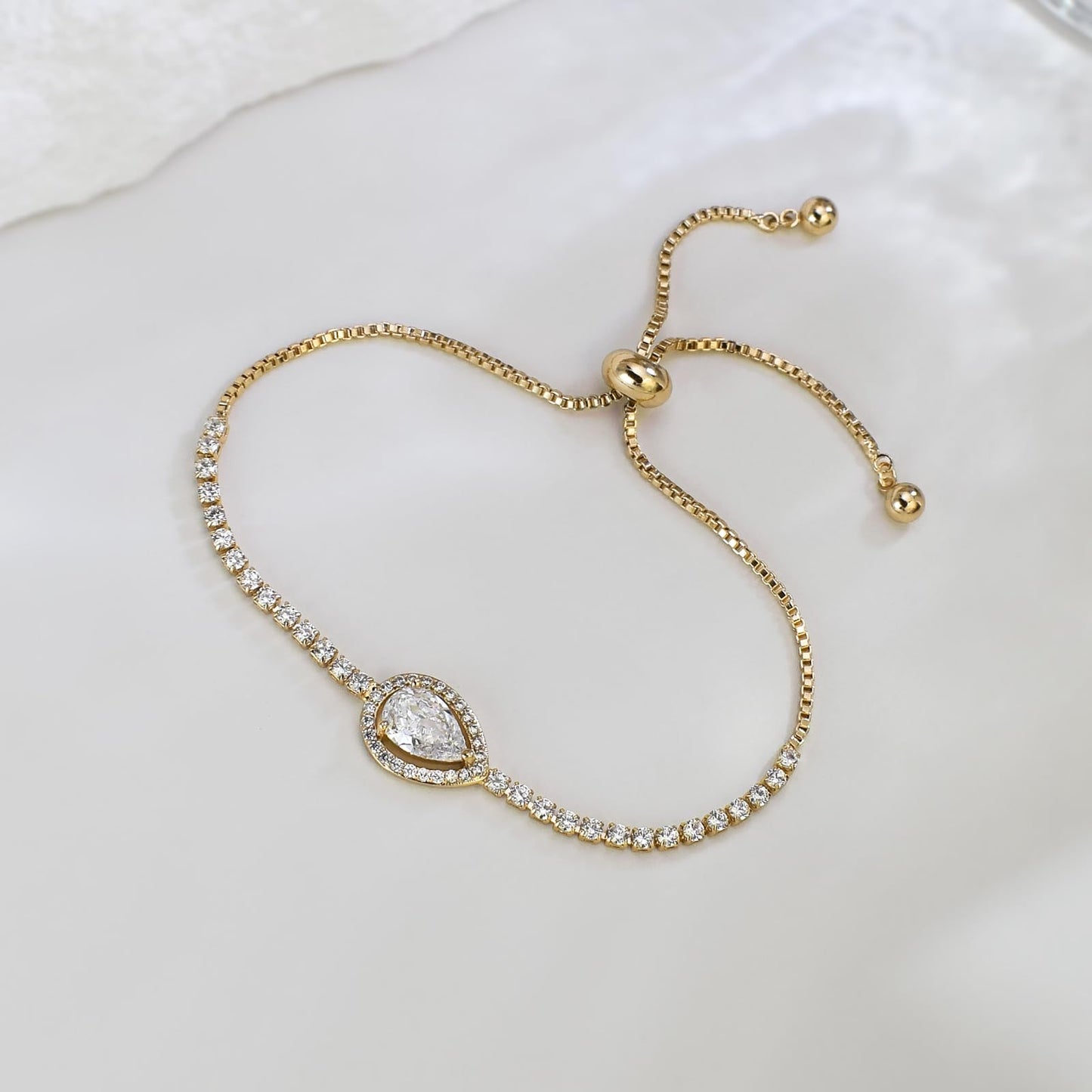 UDYLGOON Tearsdrop Earrings Necklace Jewelry Set For Bride Bridesmaids Wedding Prom Formal Party (3 Set-18K Gold Plated)