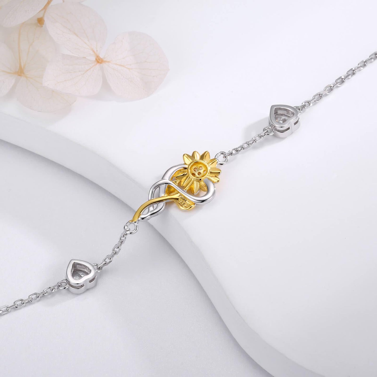 oGoodsunj Sunflower Necklace Jewelry Set fo Women Sterling Silver Anklet Bracelet Earrings You Are My Sunshine Pendant Gifts for Mom Daughter Wife (Bracelet B)