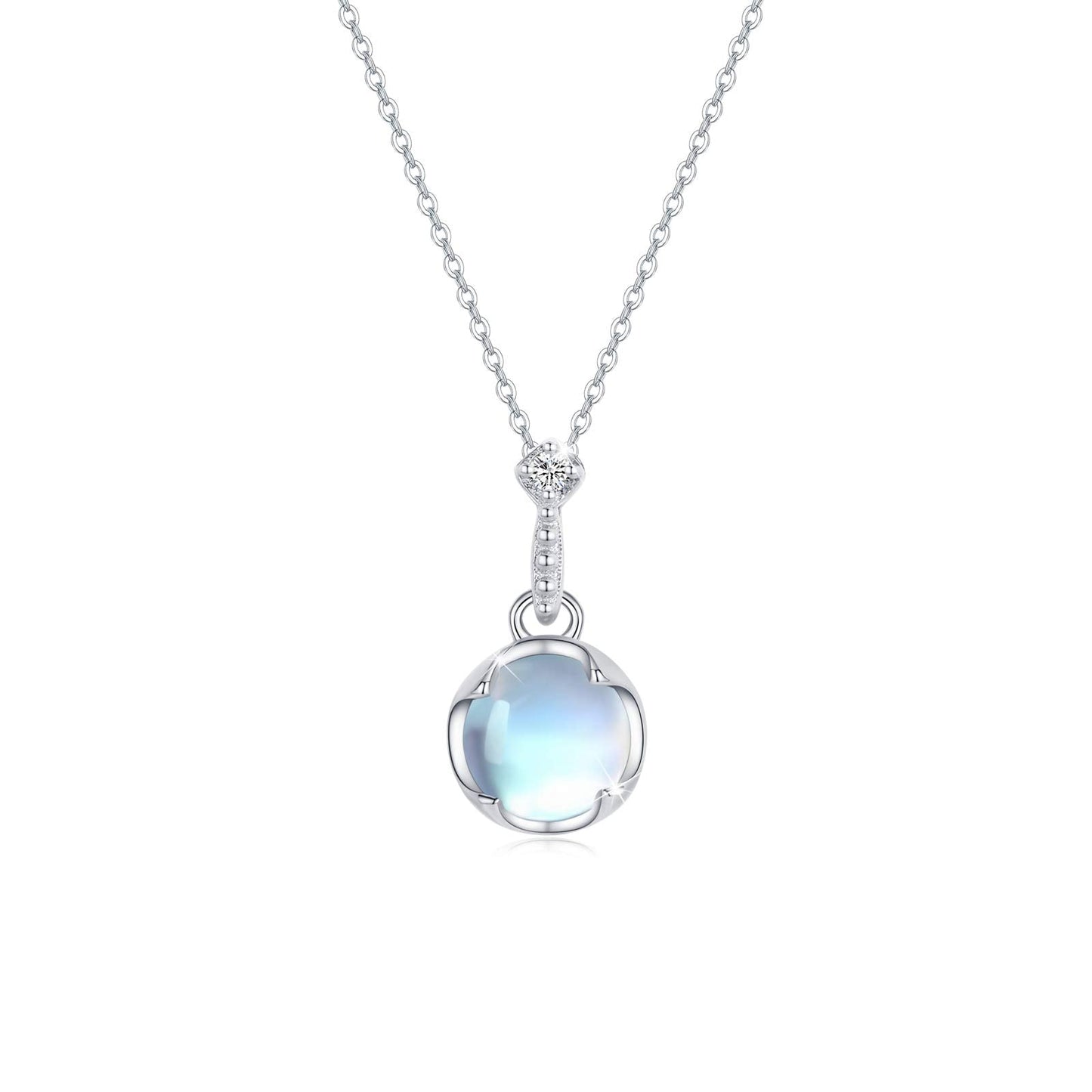 CUOKA MIRACLE 925 Sterling Silver Moonstone Choker Necklace for Women Simple Elegant Rainbow Synthetic Moonstone Jewelry Birthday Gift for Her Anniversary Birthday