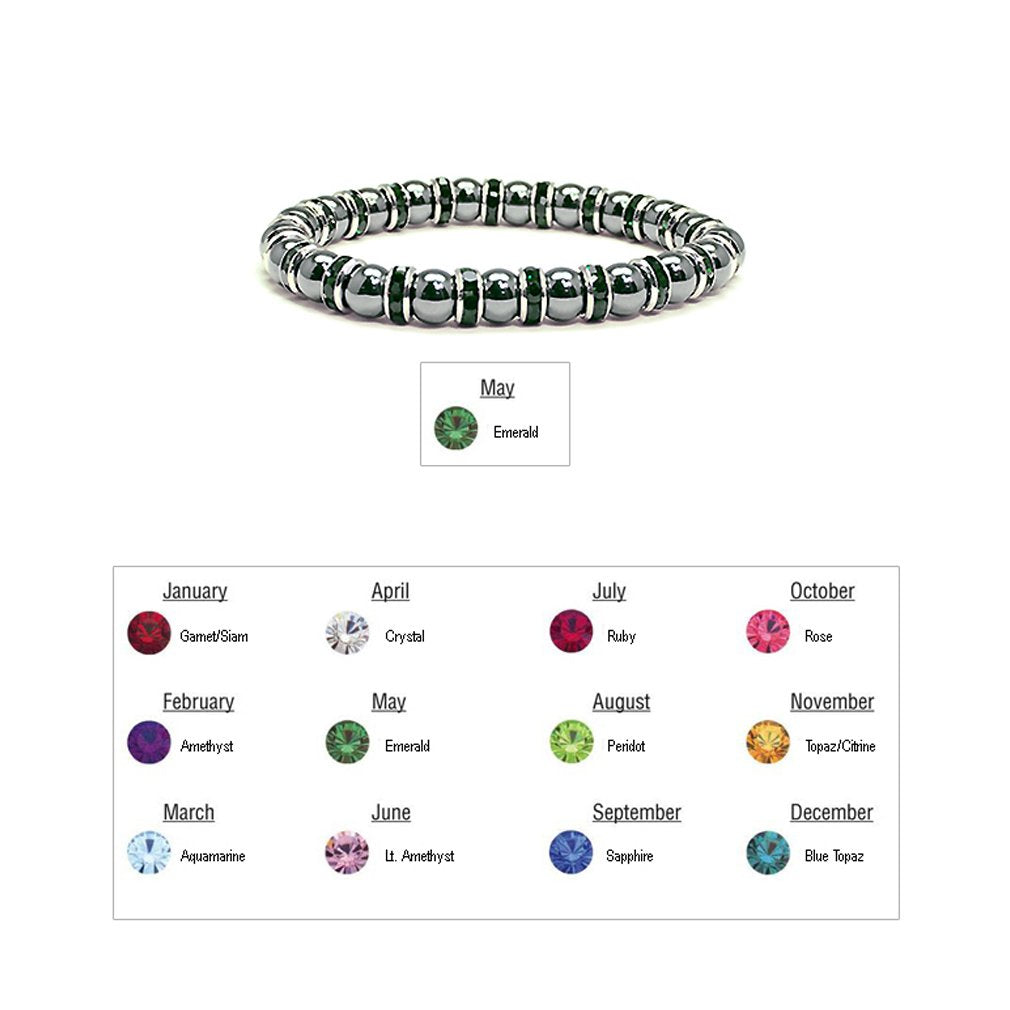 Accents Kingdom Magnetic Bracelet Women's Tuchi Simulated Pearl Hematite Magnetic Therapy Bracelet with Simulated Emerald Crystal, 7.5"