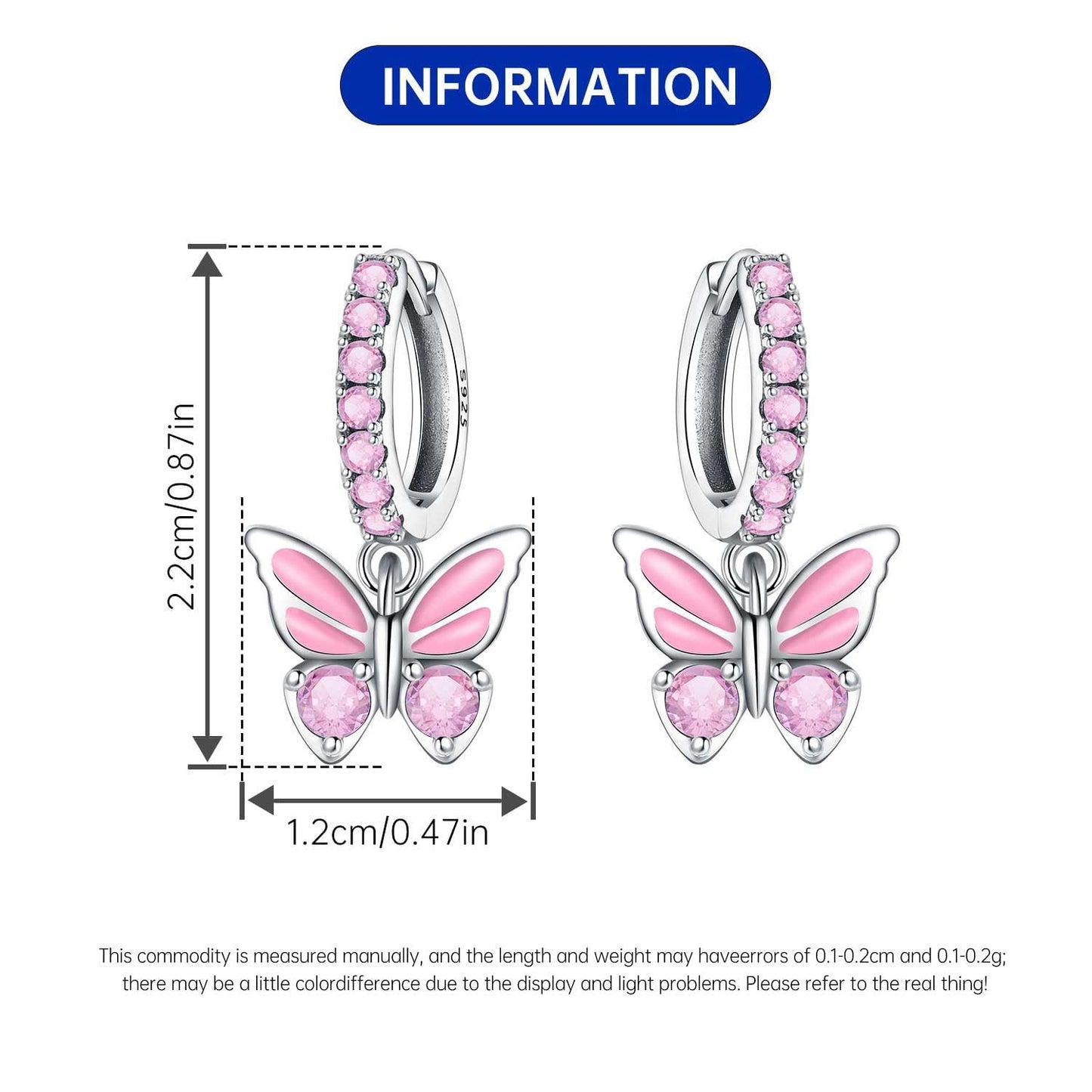 Cycuff 925 Sterling Silver Hoop Earrings Colorful Cubic Zirconia Jewelry Drop Earrings for Women Set Earring Presents for Her