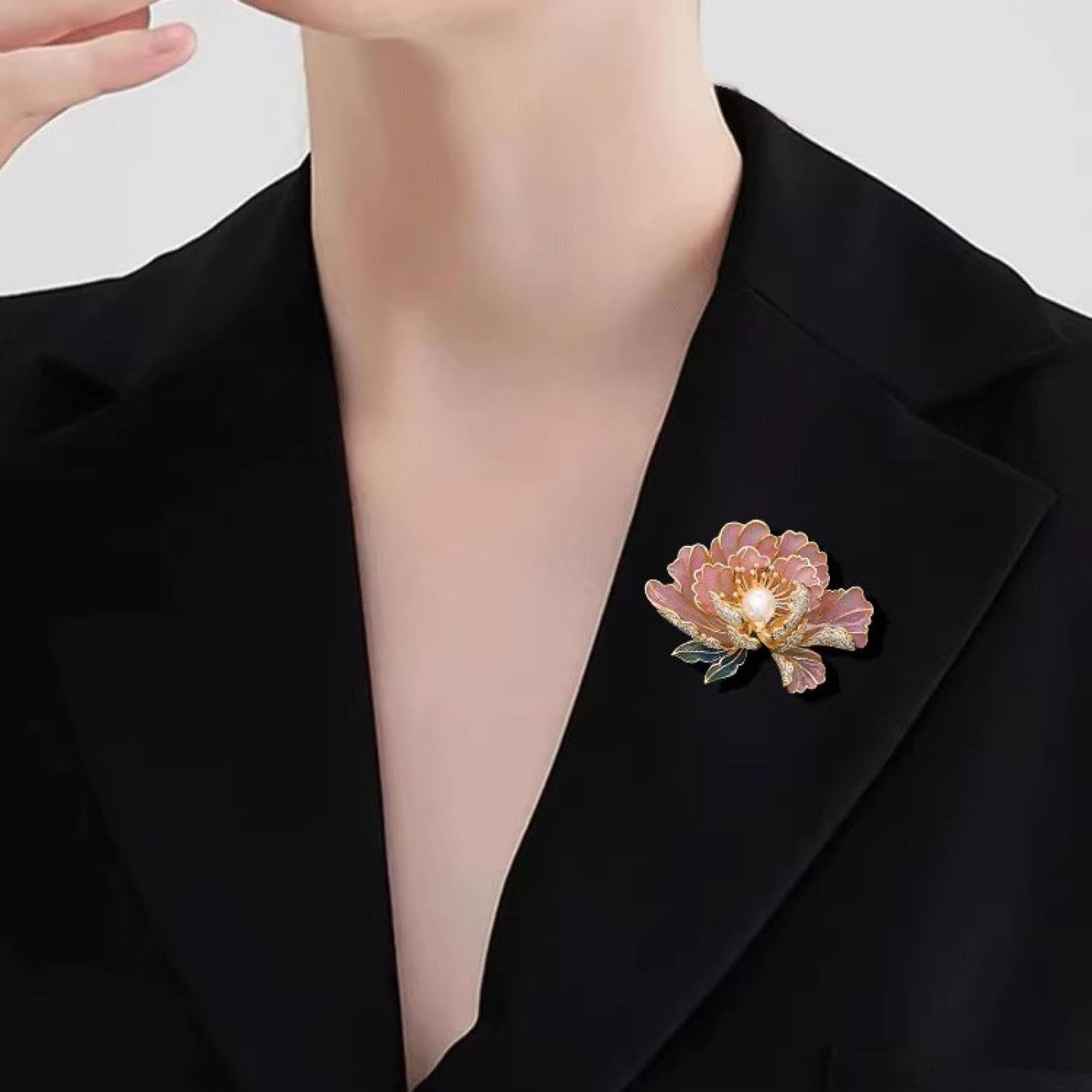 Fashion Brooches For Women, Peony Flower Brooch Pins, Suitable For Party And Daily Wear On Many Occasions,Pink