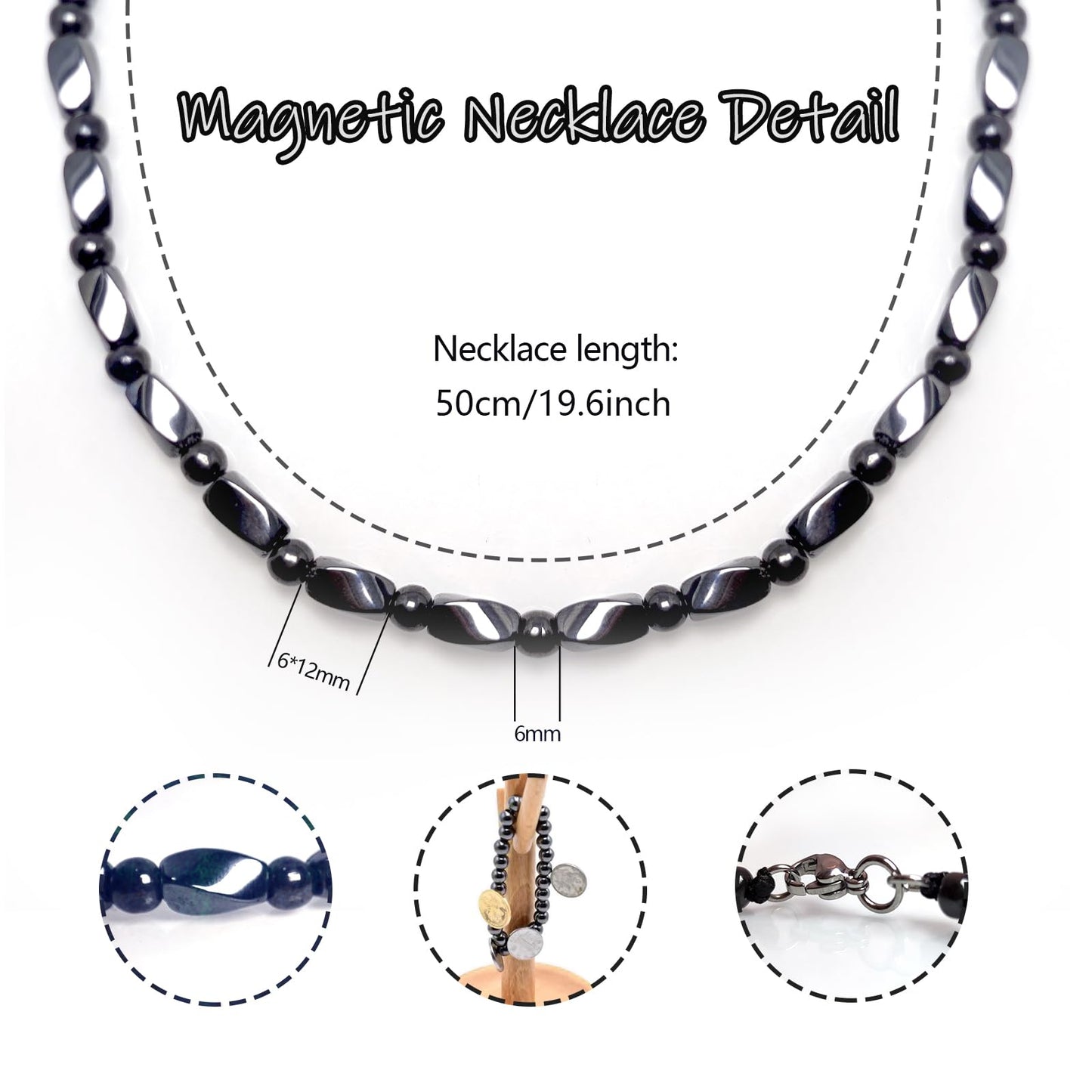 Hion Magnetic Black Obsidian Necklace for Women Men, Natural Wellness Jewelry for Daily Comfort & Relaxation