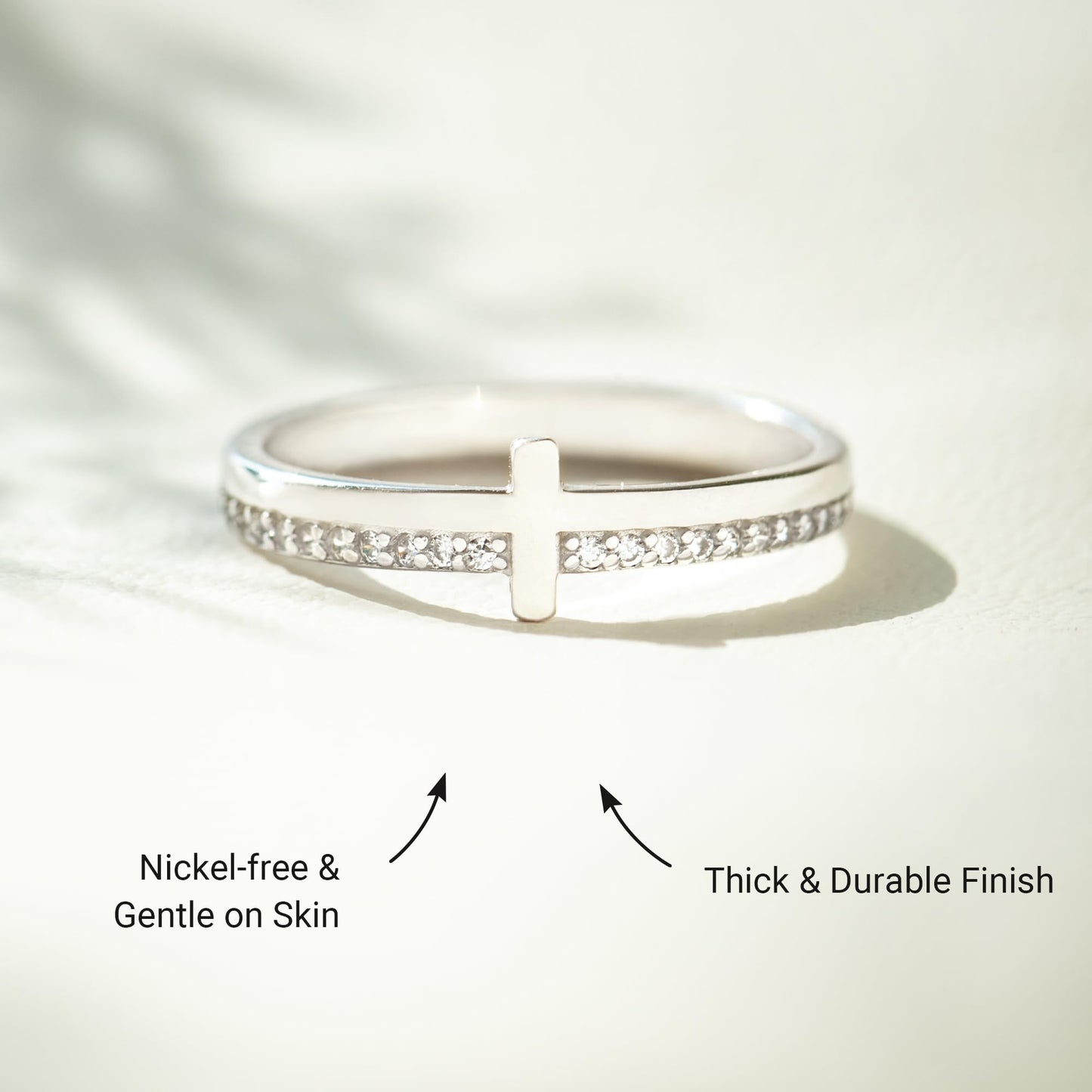 STORYJEWELLERY Silver Cross Rings for Women, Purity Ring, Christian Ring, Christian Jewelry, Confirmation Gifts, Baptism Gifts, Size 8