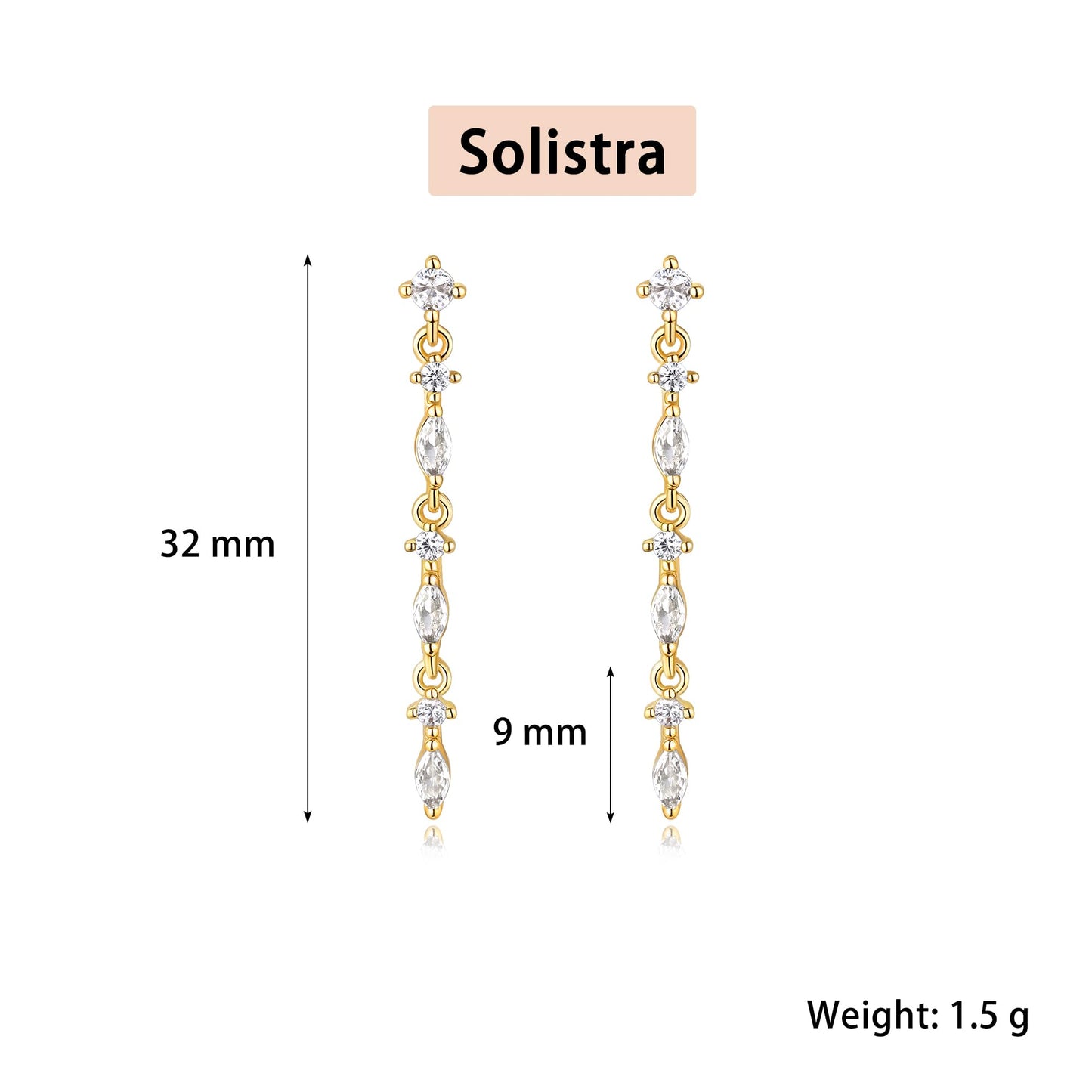 Solistra Silver Dangle Earrings for Women Trendy Cubic Zirconia Drop Earring Hypoallergenic Earrings for Women Wedding Jewelry Valentines Day Gifts for Her