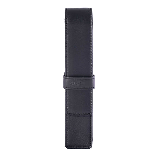 DiLoro Leather Single Pen Case Pencil Pouch Holder for One Fountain Ballpoint Rollerball Pen and Pencil (Black)