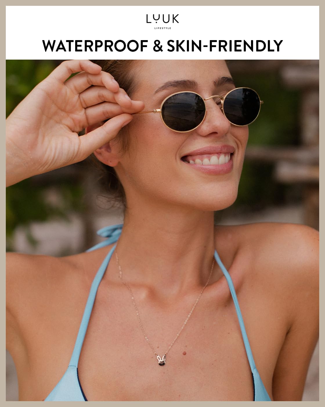 LUUK LIFESTYLE Adjustable Bunny rabbit pendant necklace, with HAPPINESS Gift Card, 19inch sturdy thin chain, waterproof, tarnish-free, Gift ideas for women, bestfriend, daughter, dainty, trendy