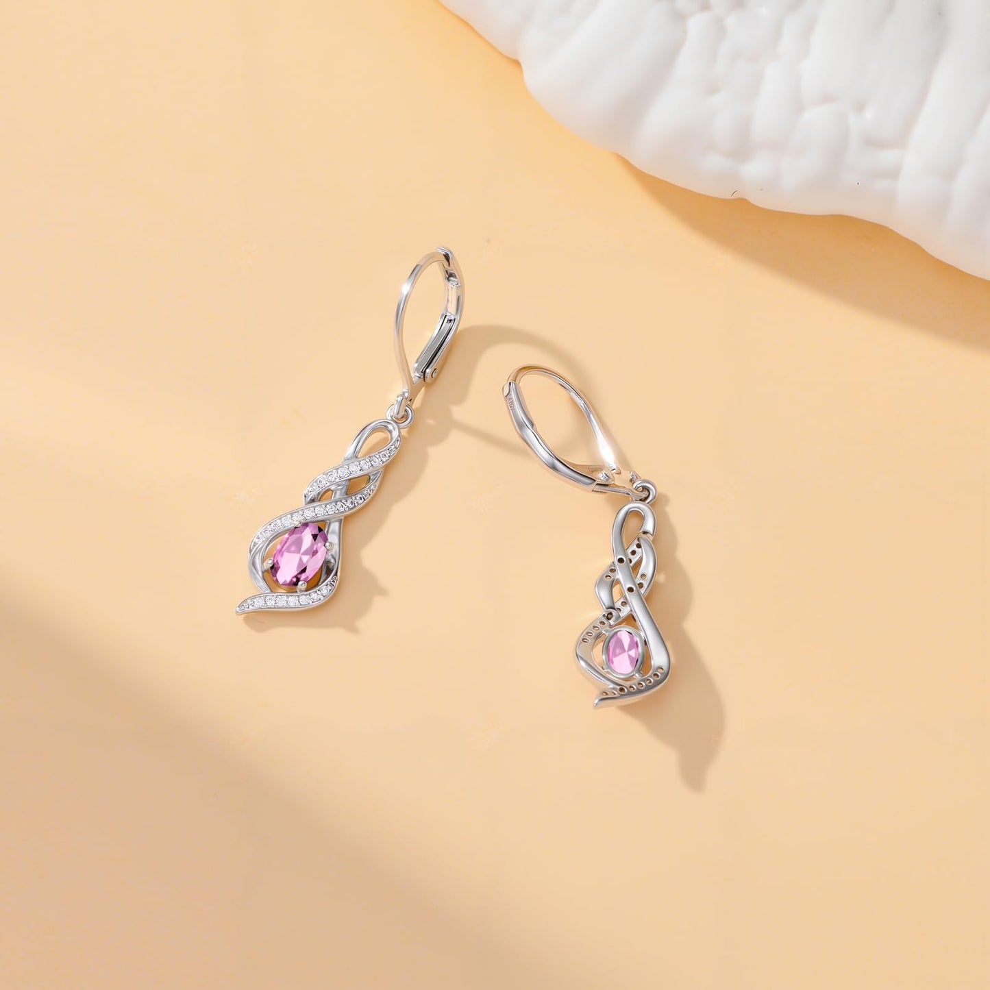 POIUY Tourmaline October Birthstone Infinity Leverback Dangle Earrings Hypoallergenic Drop Earrings Love Jewelry Anniversary Christmas Wedding Gift for Mom Wife Sister Daughter Girlfriend