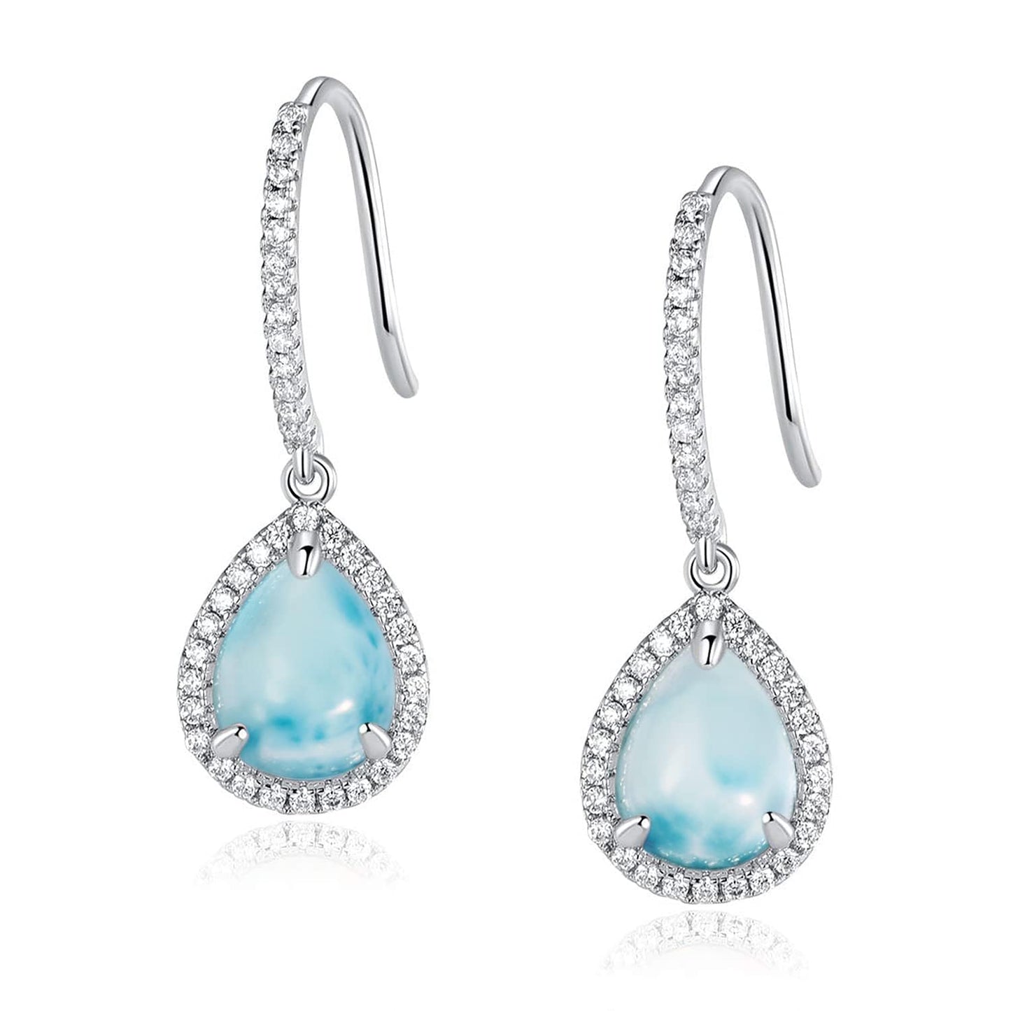 Gemsme Larimar 925 Sterling Silver Gemstone Drop Earrings for Women