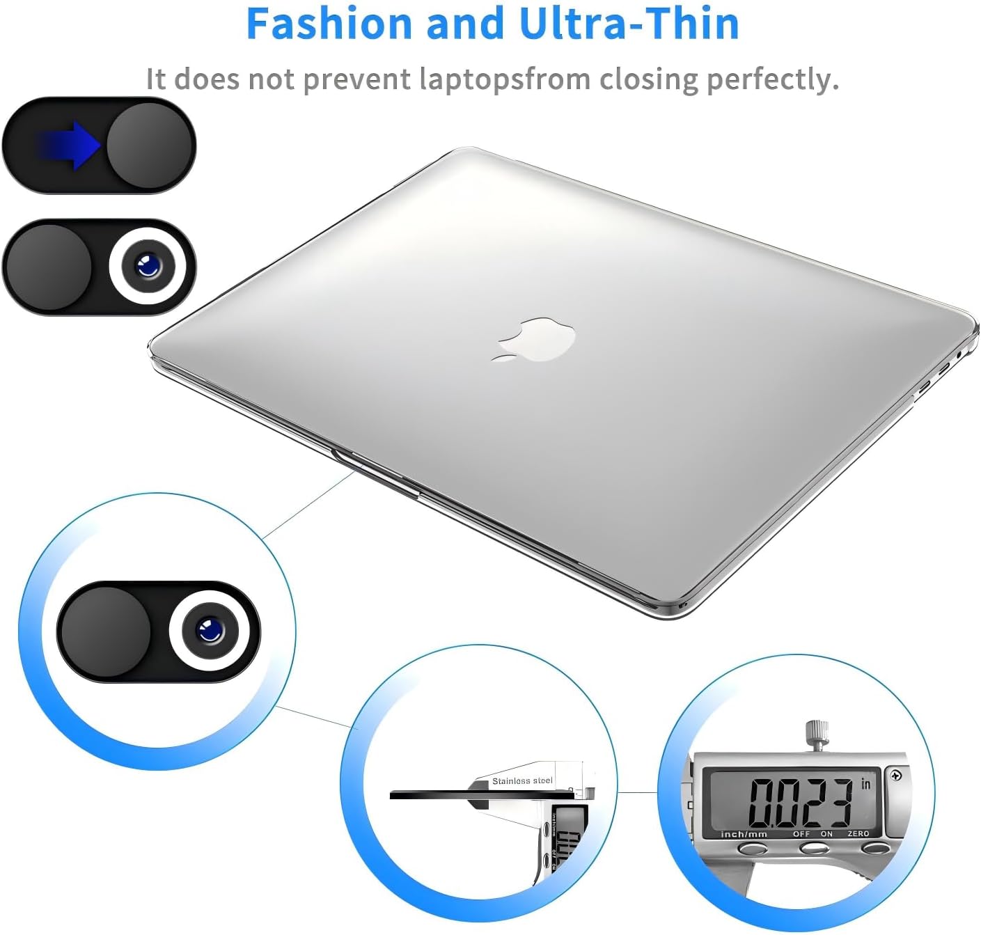 JiSiTeCai Slide[4 Pack 0.022in 8/7/6 [4 Pack Metal Webcam Cover Black], Camera Cover for Laptop Computer, MacBook