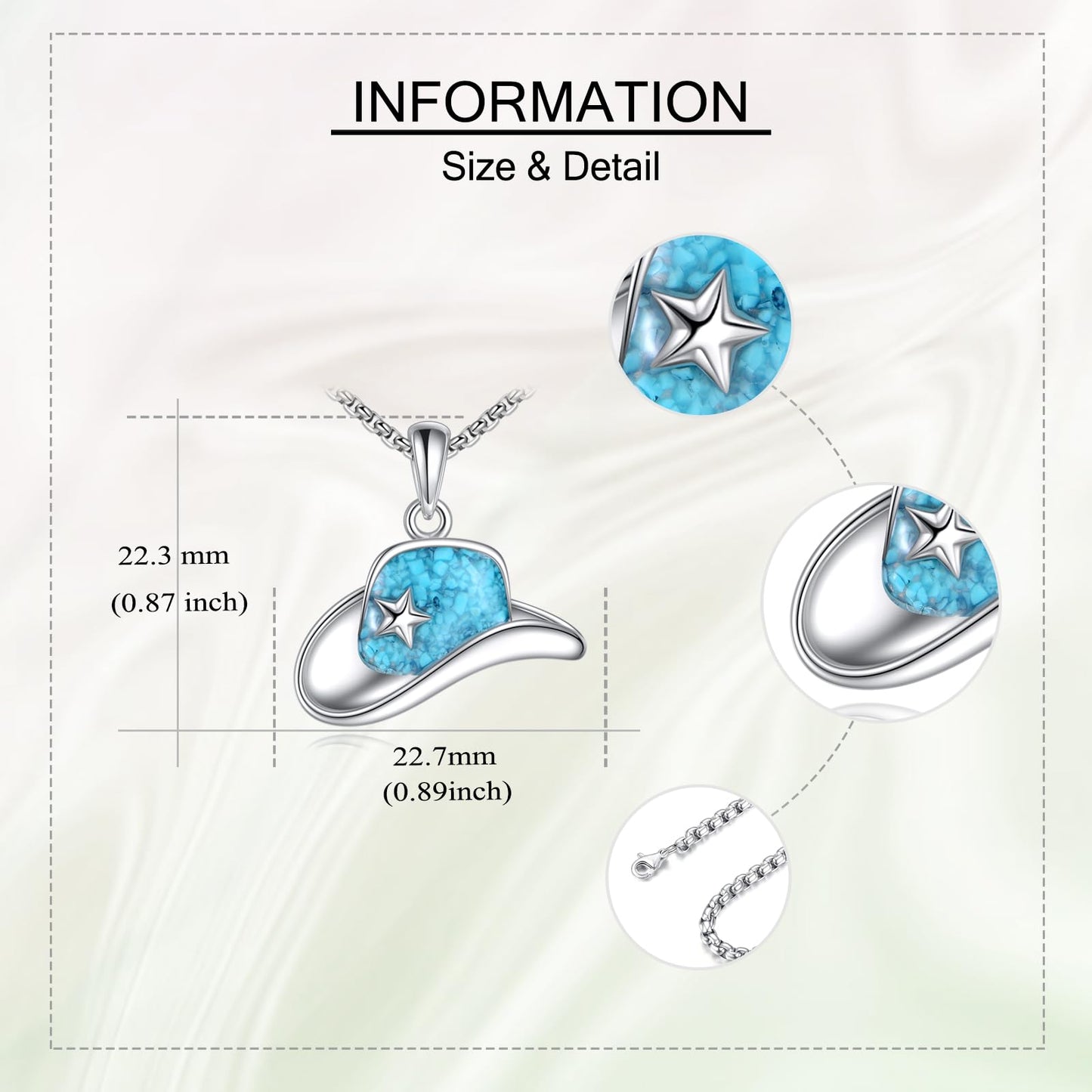 HKPATOP Cow Hat Necklace 925 Sterling Silver Western Turquoise Pendant Necklace Western Jewelry Gift for Women
