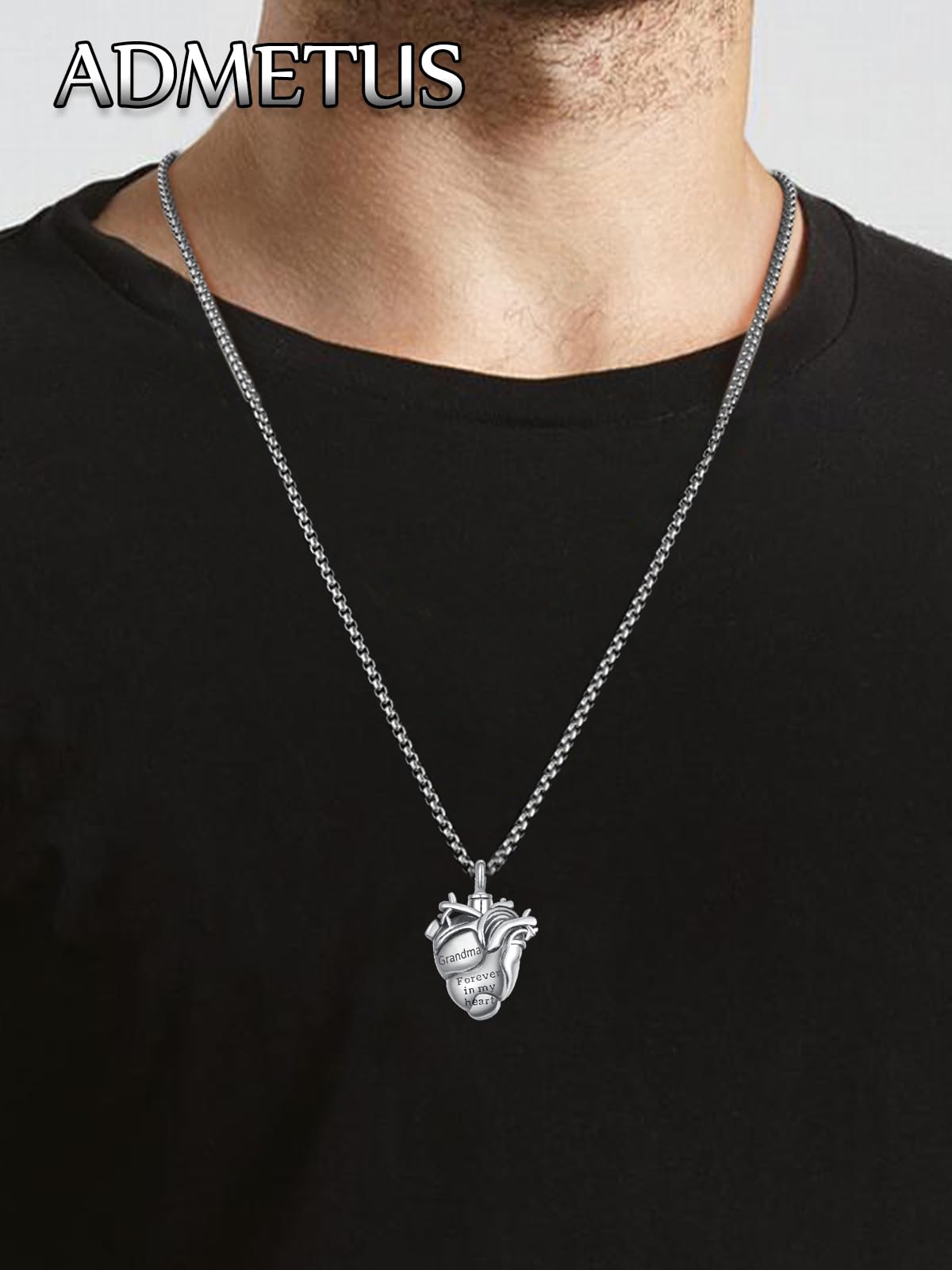 Anatomical Heart Urn Necklaces for Ashes Sterling Silver Ash Pendants Cremation Jewelry Grandma Keepsake Pendant Memorial Jewelry Gifts for Loss of Grandma