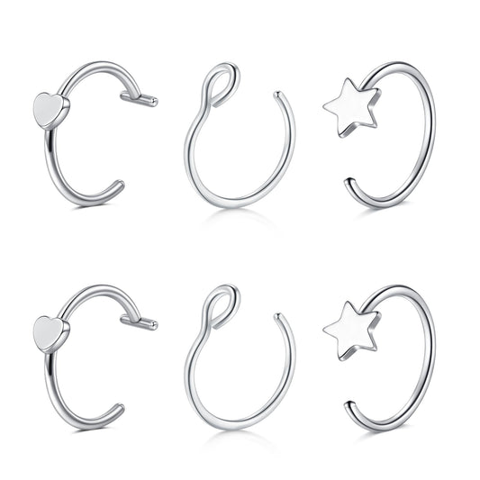 JFORYOU FORYOU Fake Nose Ring Fake Septum Fake Nose Piercing Rings for Women Faux Nose Piercing Clip on No Pierced Non Piercing Faux Body Piercing Jewelry for Women Men