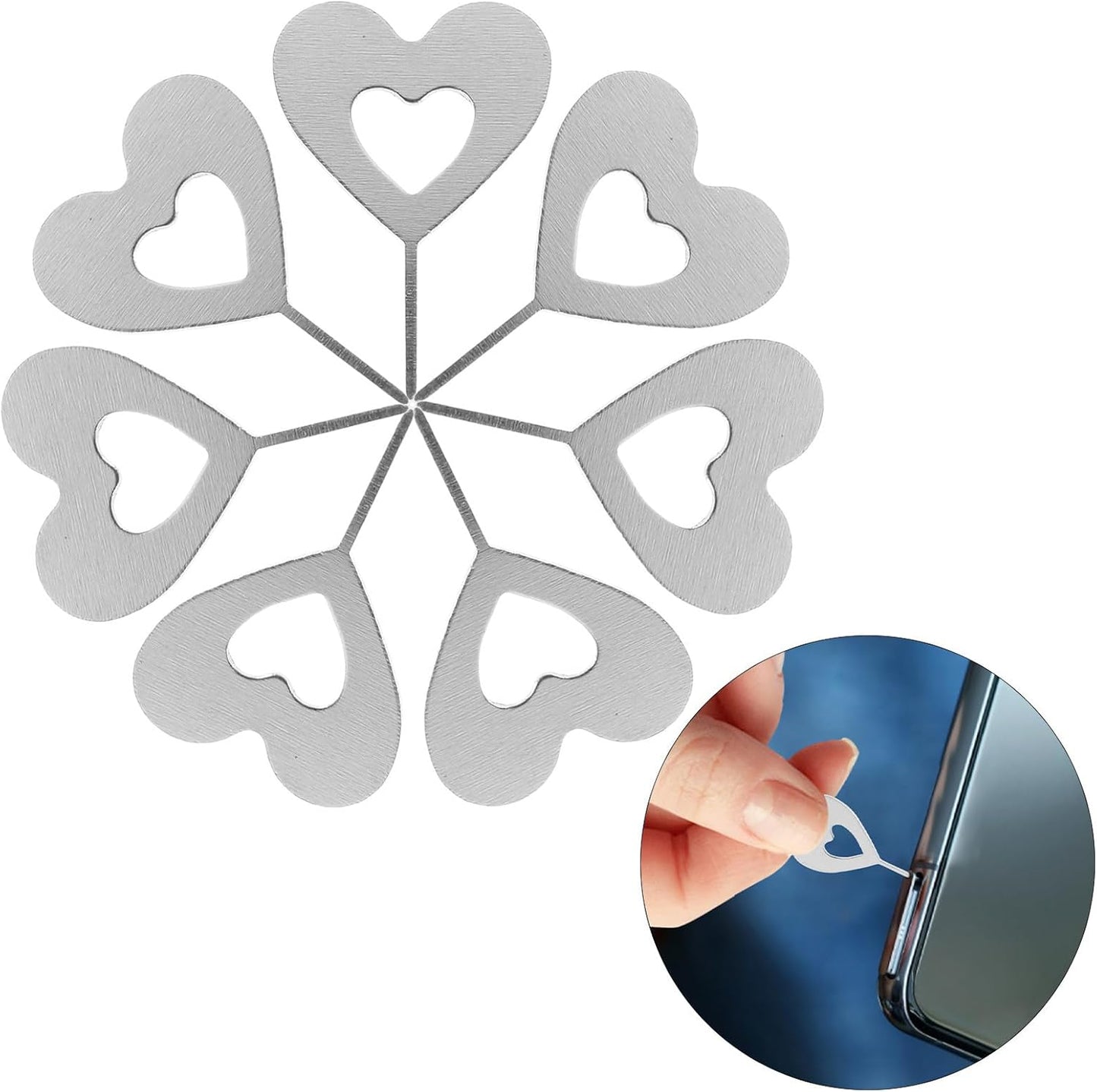 100pcs ULTECHNOVO Heart-Shaped Sim Card Ejector Pins Removal Tool for Phone Sim Tray Extraction Universal Kit