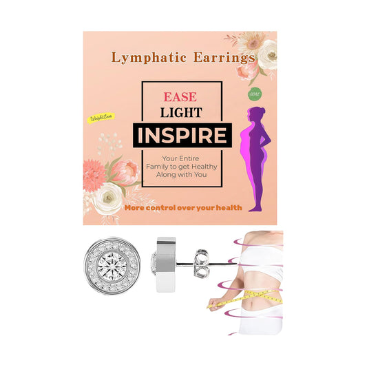 Halolux Lymphatic Earrings For Women, 18 K Gold Plated Honorable Joy Inspire Stainless Steel Hypoallergenic Germanium Acupuncture Lymph Detox Menopause Jewelry Gift Card (Silver Round)