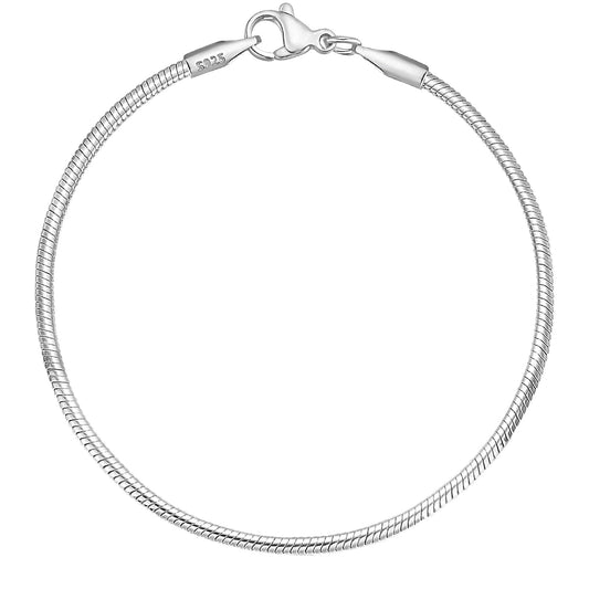 Charm Bracelet 925 Sterling Silver Bracelets for Women 2mm Dainty Snake Chain Bracelet Jewelry Gifts for Her