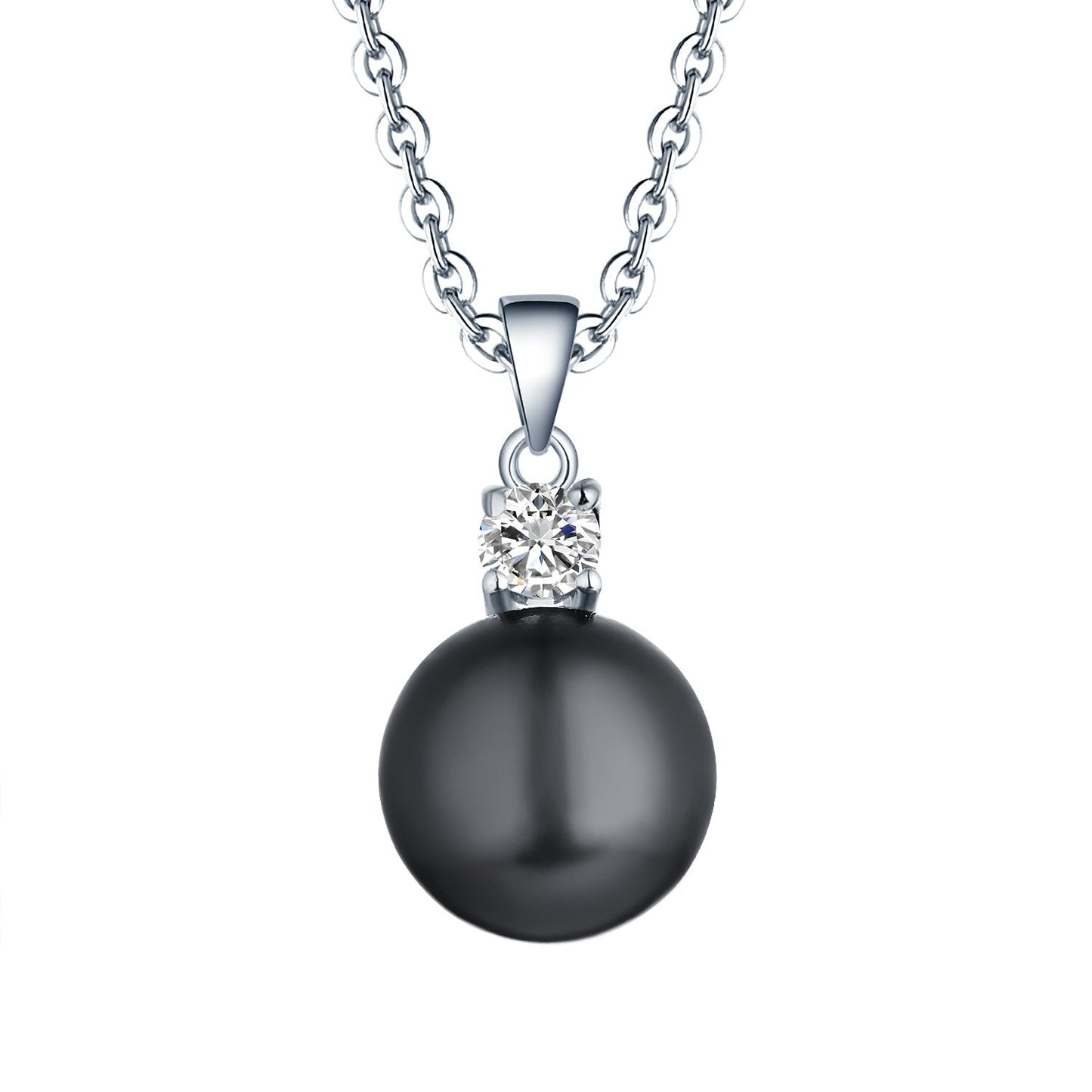 JO WISDOM 925 Sterling Silver Black Freshwater Cultured Pearl Pendant Necklace Jewelry for Women
