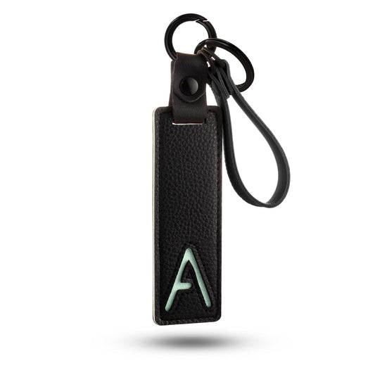 XGALBLA Initial PU Leather Letter A Keychains for Women, Two-tone Splicing Key Tag Bag Charms Key Holder Lanyard Strap for Key Purse Luggage Handbags Backpacks(Black and Green)