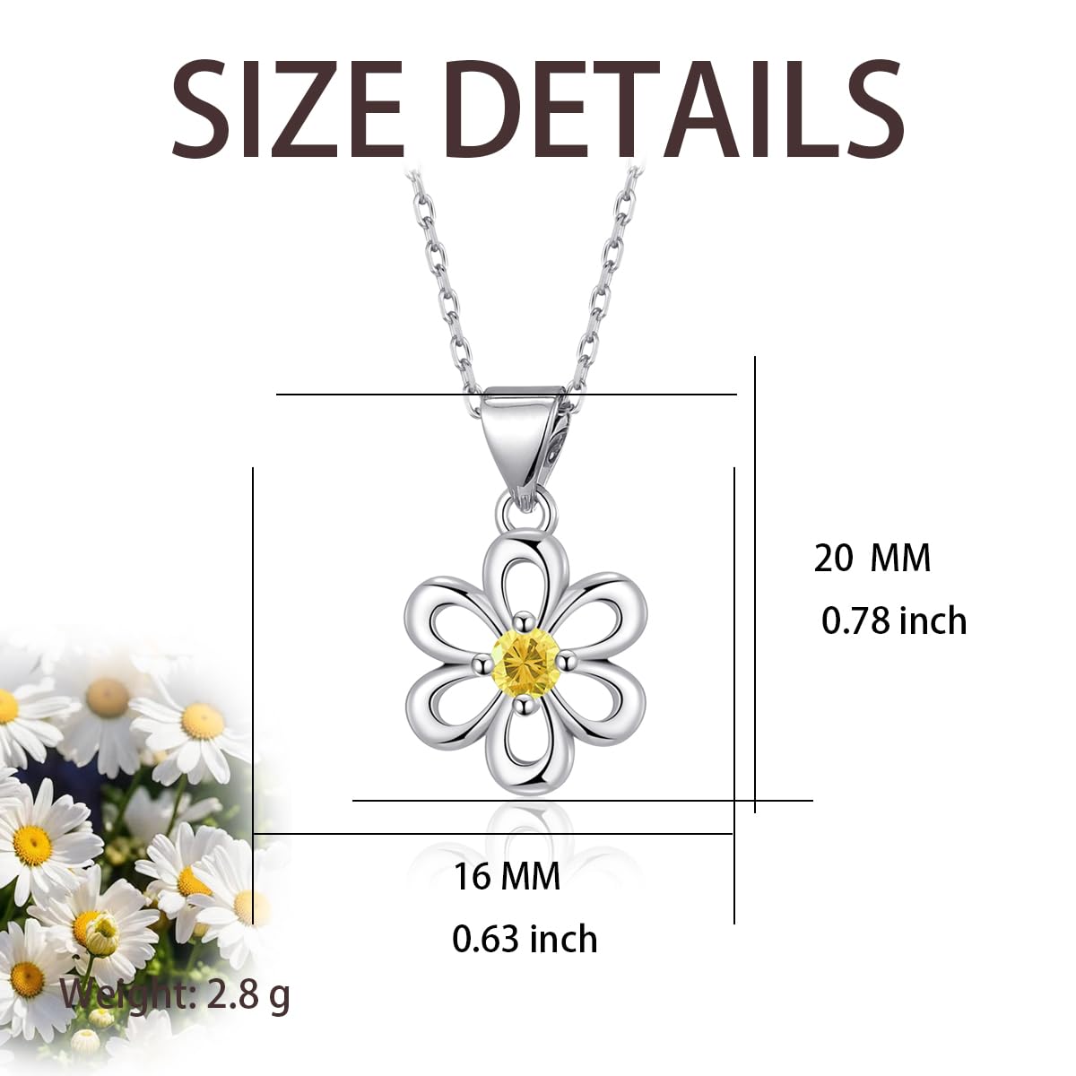 HELORET Daisy Necklace Dainty Daisy Flower Pendant Jewelry for Women Birthday