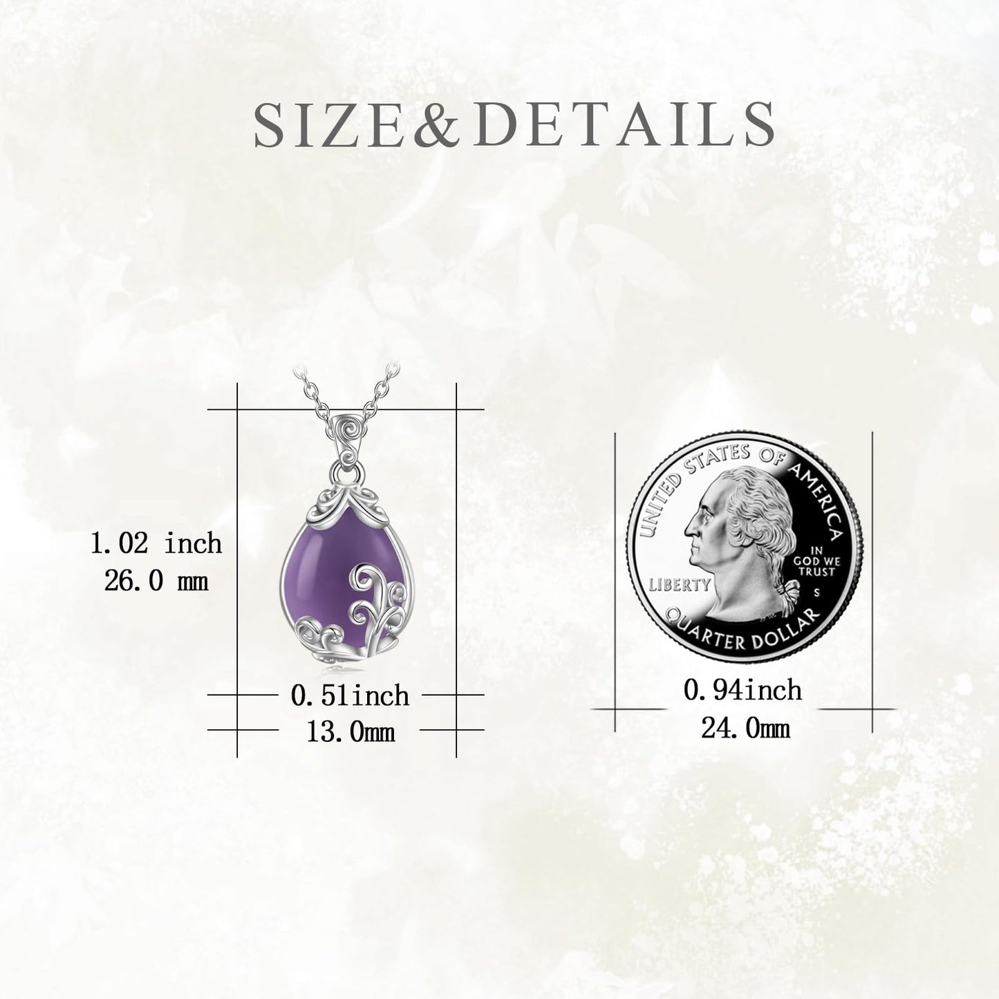 POPLYKE Sterling Silver Amethyst Filigree Teardrop Necklace Filigree Pendant Jewelry Gifts for Women