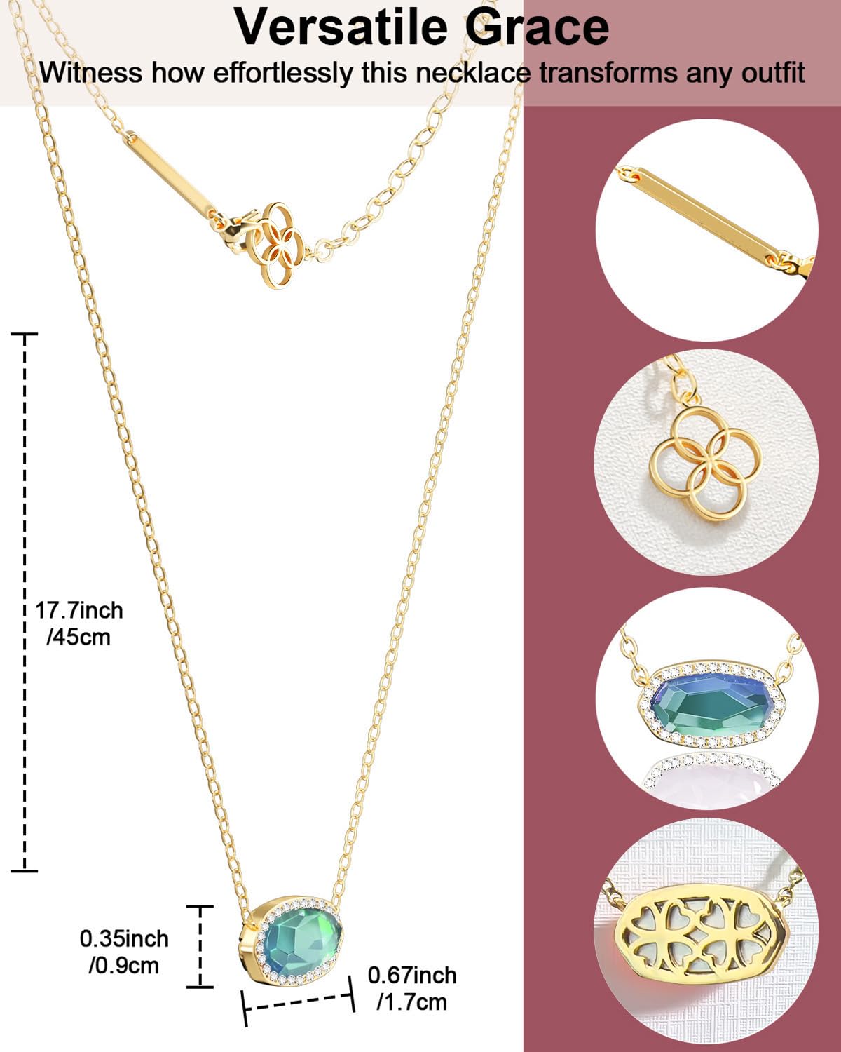 AICase 18K Gold Plated Pendant Necklace for Women,Diamond Rhinestone Dainty Fashion Jewelry,Anniversary Wedding Birthday Gifts for Women/MoM/Sister/Friends/Her/Wife/Grandma/Coworker_Sky Blue
