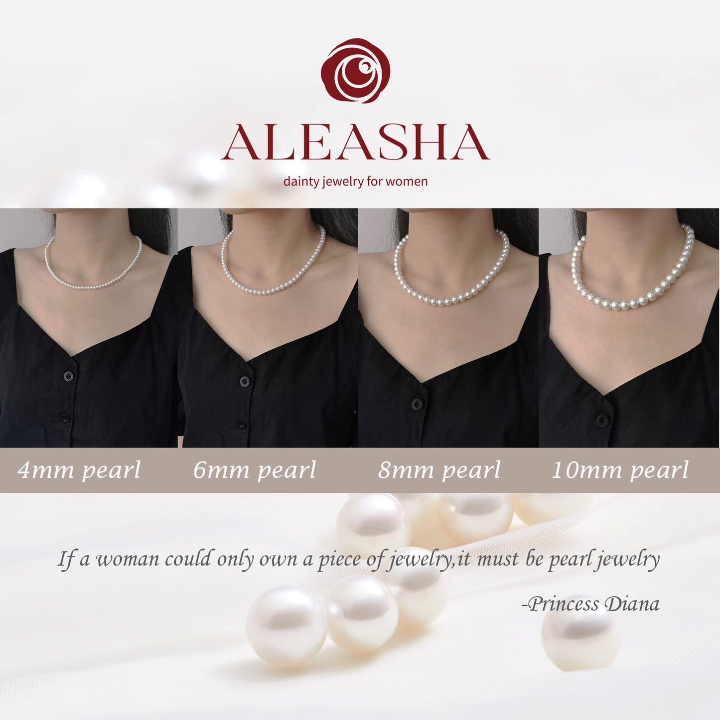 Aleasha 14" 4mm Pearl Choker for Women Faux Small White Pearl Strand Necklace Jewelry Gifts