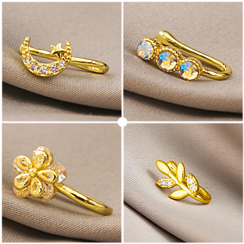 VitaCool Fake Nose Rings African Nose Cuffs for Non Pierced Nose Clip on Nose Ring Cuffs Gold Faux Septum Nose Rings Cuffs Non Piercing Jewelry for Women