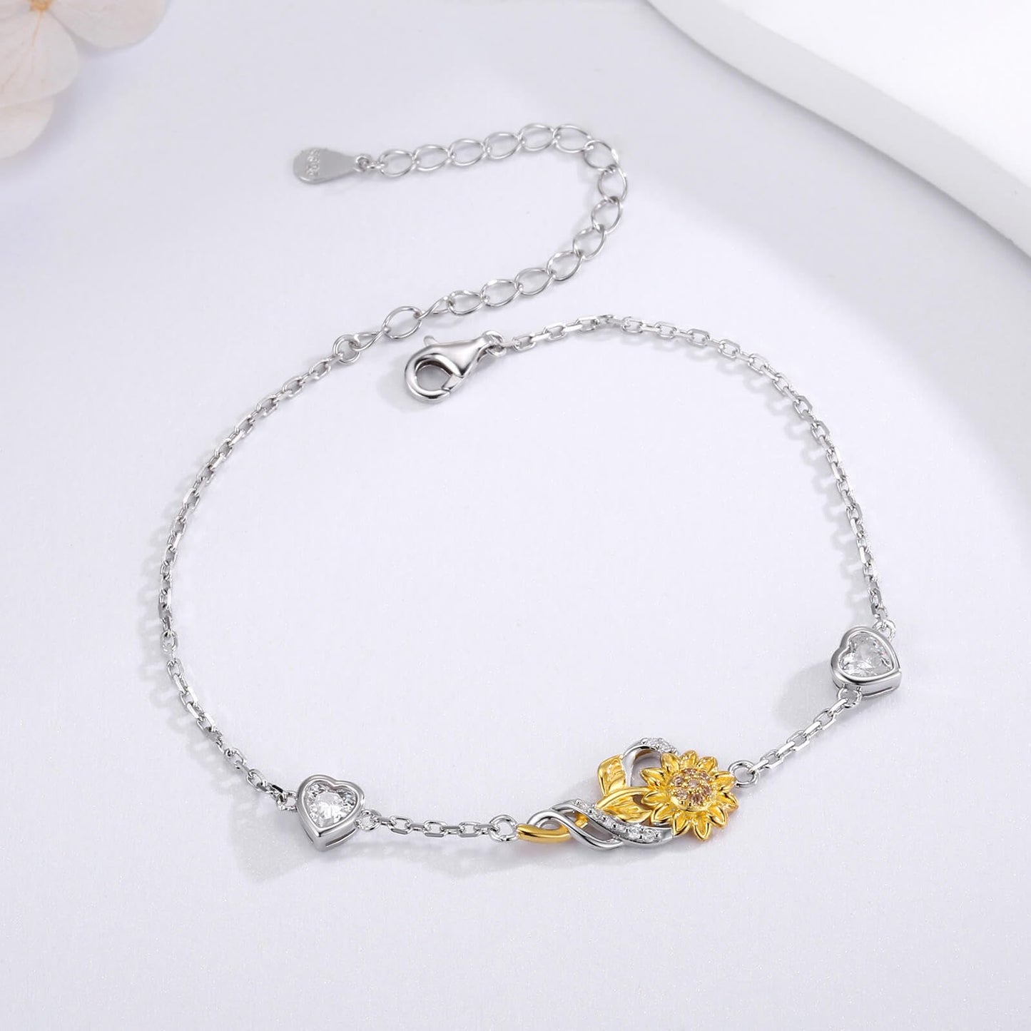oGoodsunj Sunflower Necklace Jewelry Set fo Women Sterling Silver Anklet Bracelet Earrings You Are My Sunshine Pendant Gifts for Mom Daughter Wife (Bracelet B)