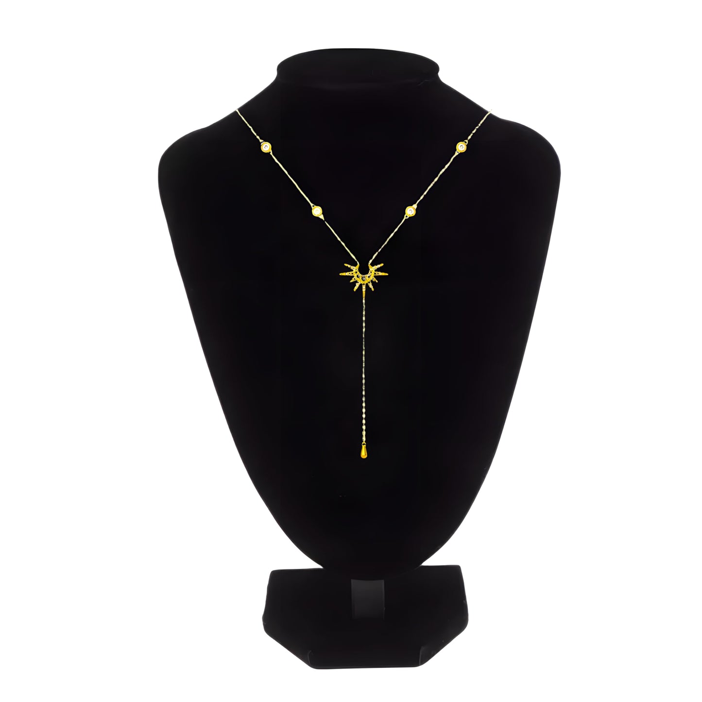 925 Sterling Silver Lariet Necklace, 14K Yellow Gold Long Y Necklace with Zircon Geometric Long Pendant Necklace for Women, Vintage Charm Silver Lariat Jewelry Accessories (G Gold - Lariat Necklace)