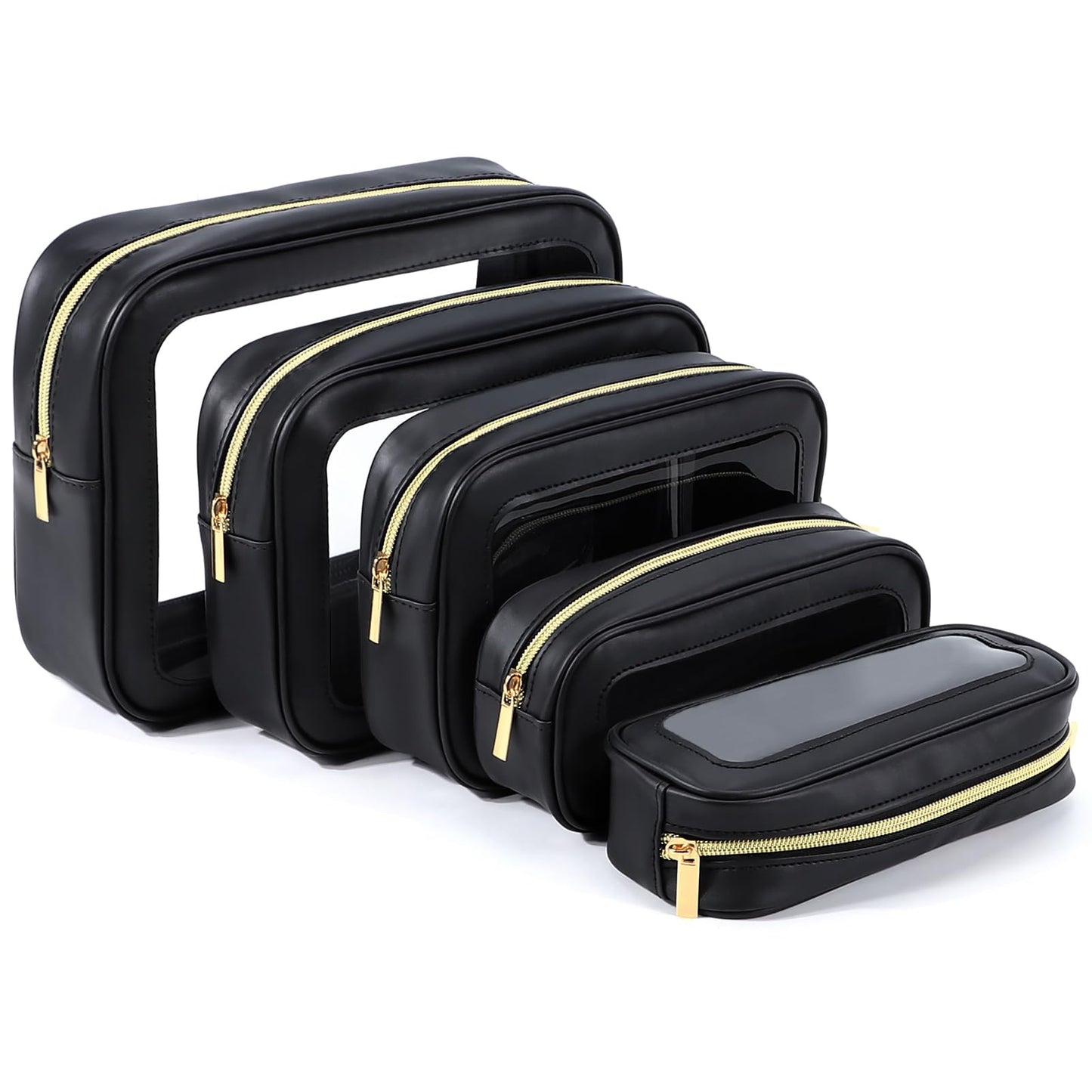 YOPCDJ 5PCS Diaper Bag Organizer Pouch Set, TSA Approved Toiletry Bag，Clear Waterproof TPU Makeup Bag Set Travel Organizer Bags for Women and Kids