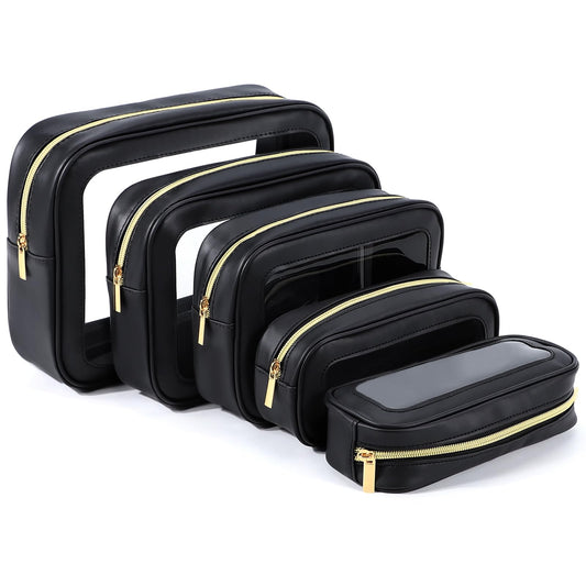 YOPCDJ 5PCS Diaper Bag Organizer Pouch Set, TSA Approved Toiletry Bag，Clear Waterproof TPU Makeup Bag Set Travel Organizer Bags for Women and Kids