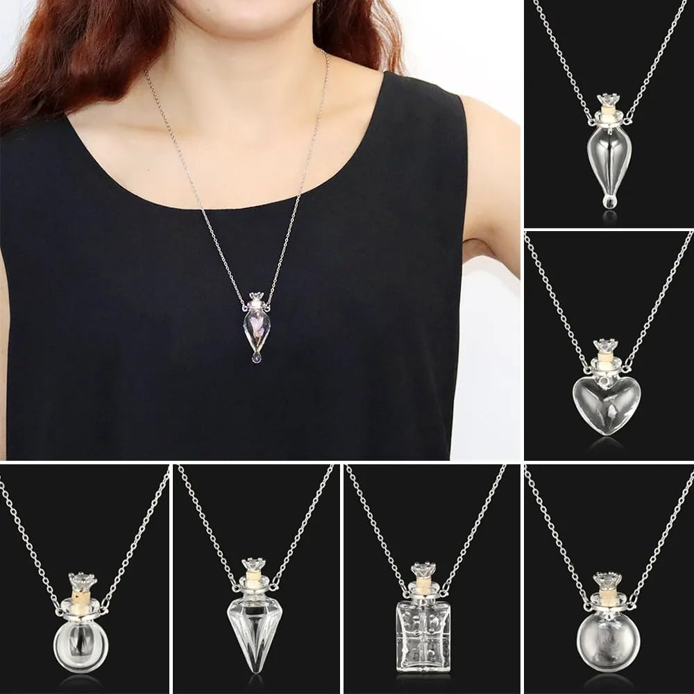 925 Sterling Silver Blood Vial Necklace For Women and Men - Glass Vial Pendant Necklace Perfume Bottle Necklace - Water Container Vial Jar Necklaces For Liquid Oil Diffuser Vial Jewelry