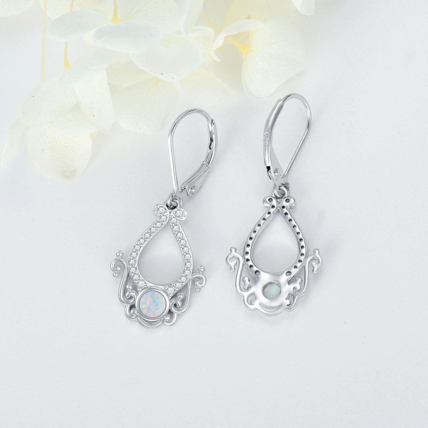 LELOUCHY Opal Leverback Earrings 925 Sterling Silver Earrings Dangle Drop Earring Women Jewelry Gifts