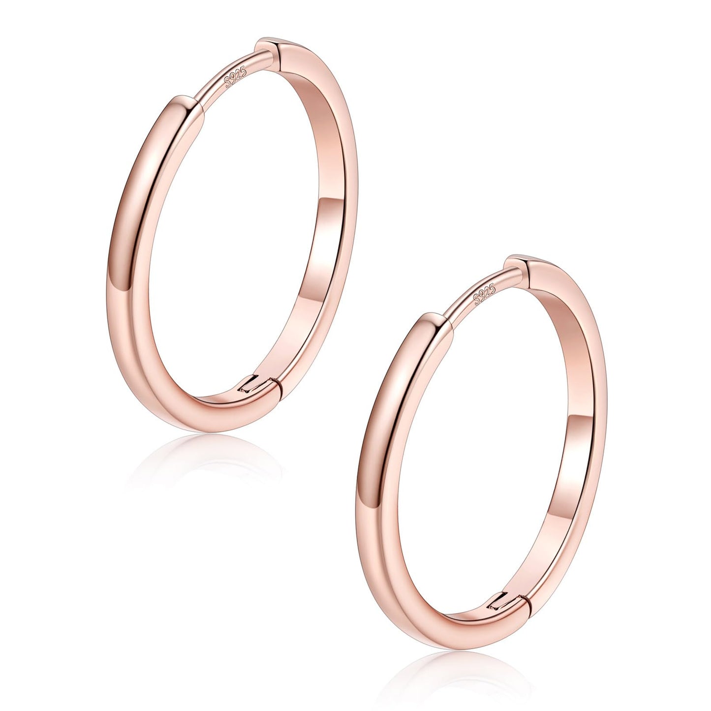 FaithHeart Hoop Earrings for Women, Rose Gold Hypoallergenic Huggie Hoop Earrings, Small Cartilage Earrings for Women 18mm, Send Gift Box