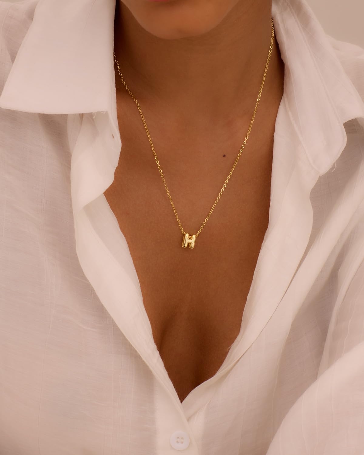 CUEZIY 14K Gold Plated Bubble Letter Necklace Initial Necklaces for Women Dainty Personalized Charm Pendant Name Necklace Cute Non Tarnish Fashion Accessories Teen Gift Trendy Stuff Jewelry Gifts