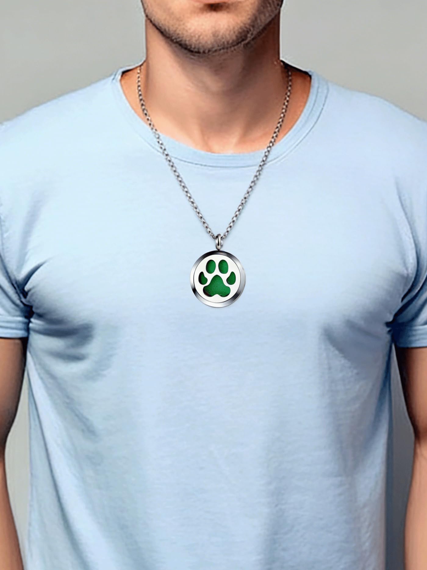 Popeoiuh Dog Paw Essential Oil Diffuser Necklace - Aromatherapy Charm Locket Stainless Steel Chain Diffuser Pendant Jewelry for Women Men Teen Birthday Christmas