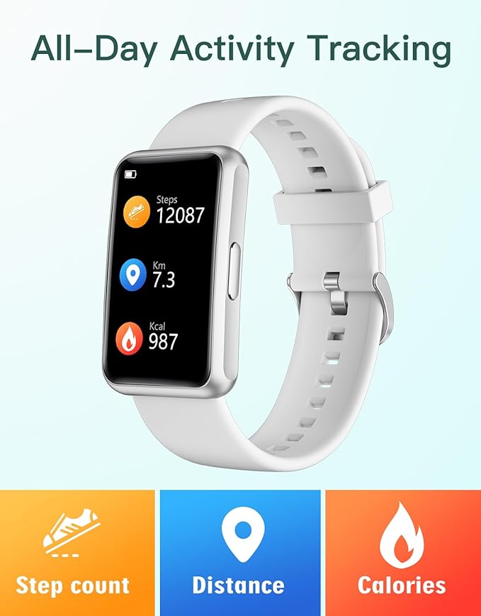 HUAKUA Fitness Tracker No Bluetooth No APP No Phone Needed, Fitness Watch for Men Women Parents IP68 Waterproof with Full Touch Screen Steps Calories Counter Sleep Tracker Alarm Clocks (Gray)