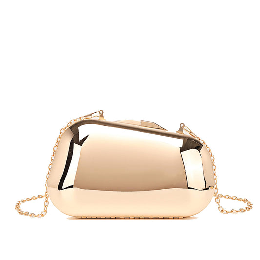Buric Clutch Purse for Women Metallic Evening Bag Acrylic Shell Handbag With Chain for Wedding Party Prom Gold