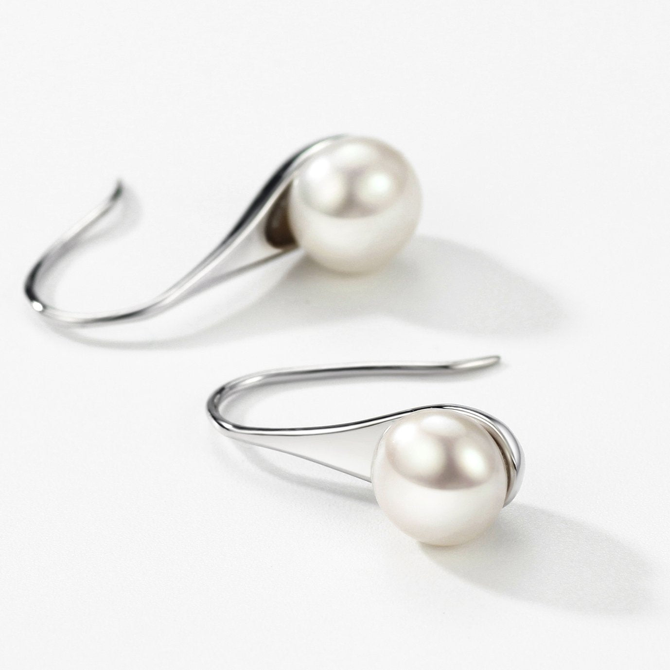 925 Sterling Silver Freshwater Cultured Pearl Dangle Drop Earrings for Women AAA+ Quality 8mm Black Pearl Women's Earrings