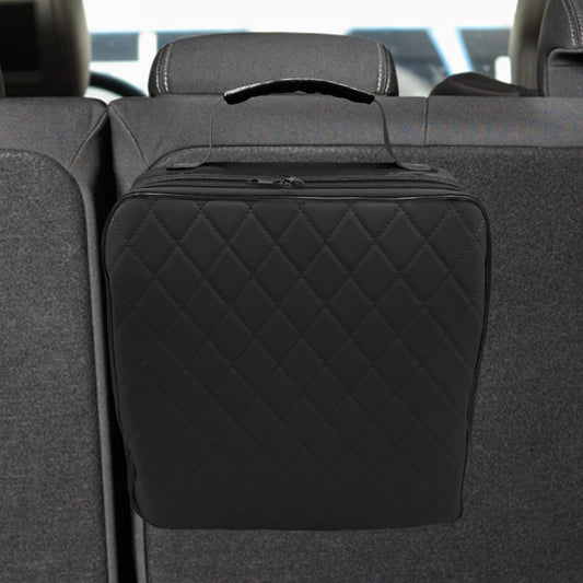 Craedli Cable Organizer Bag, Leather Jumper Cable Storage Protective Bag with Handle, Portable Trunk Organizer Accessories for Electric Car Charger, EV Charging Cord, Hose, Fits Most Cars (Black)