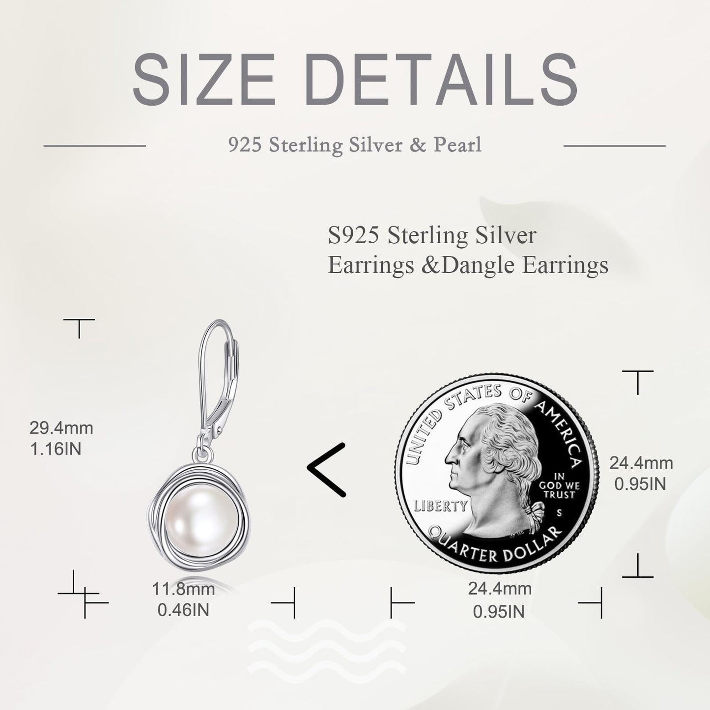 POPLYKE Fresh Water Pearl Dangle Earrings 925 Sterling Silver Pearl Leverback Earrings for Women Mother's Jewelry Gifts Birthday Hypoallergenic