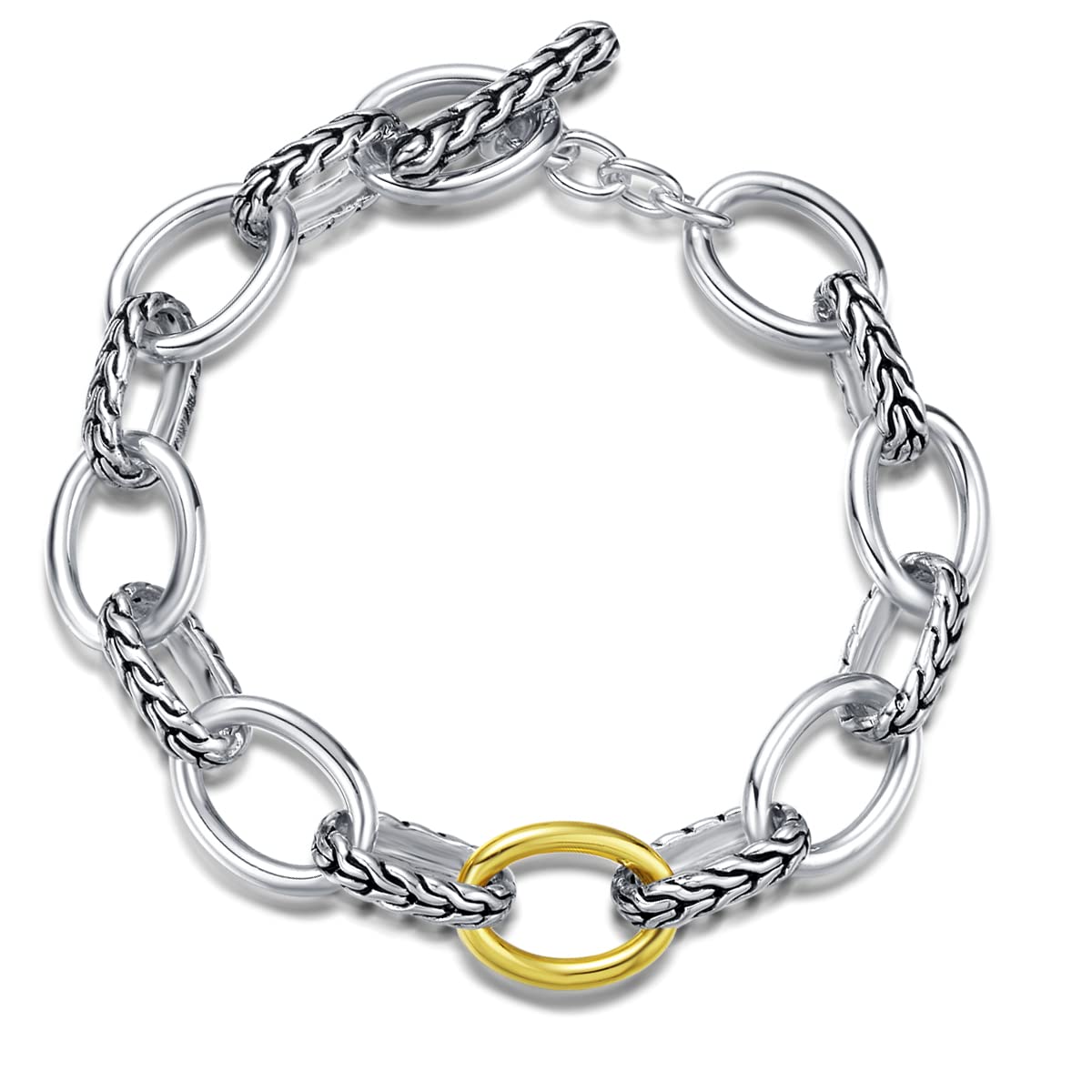 UNY JEWEL Jewelry Make a Statement with Foxtail Link Chain Bracelet Designer Brand Inspired Women Valentine (Single Two Tone)