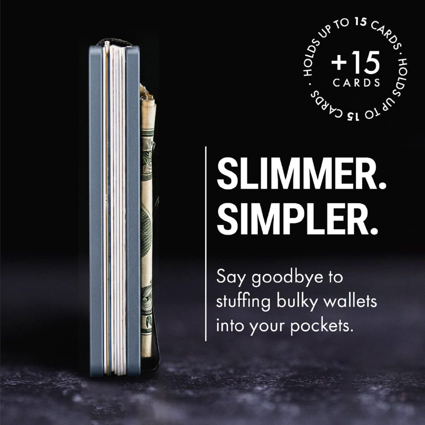 Mountain Voyage Co Minimalist Wallet for Men & Women - Slim RFID Wallet, Scratch Resistant, Credit Card Holder & Money Clip, Easily Removable Money & Cards, (Gunmetal Titanium)