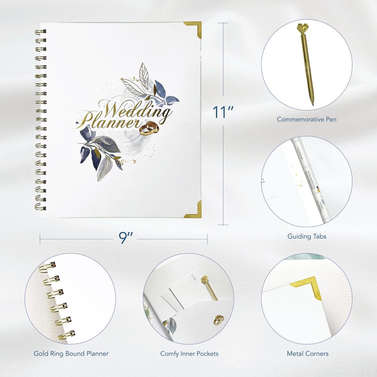 NATHMC STORE Wedding Planner Book and Organizer, Bridal Planner Includes Countdown Calendar, Beautiful Pen, Wedding Planning Book, Budget Planner, Wedding Timeline, Vendor Contacts.