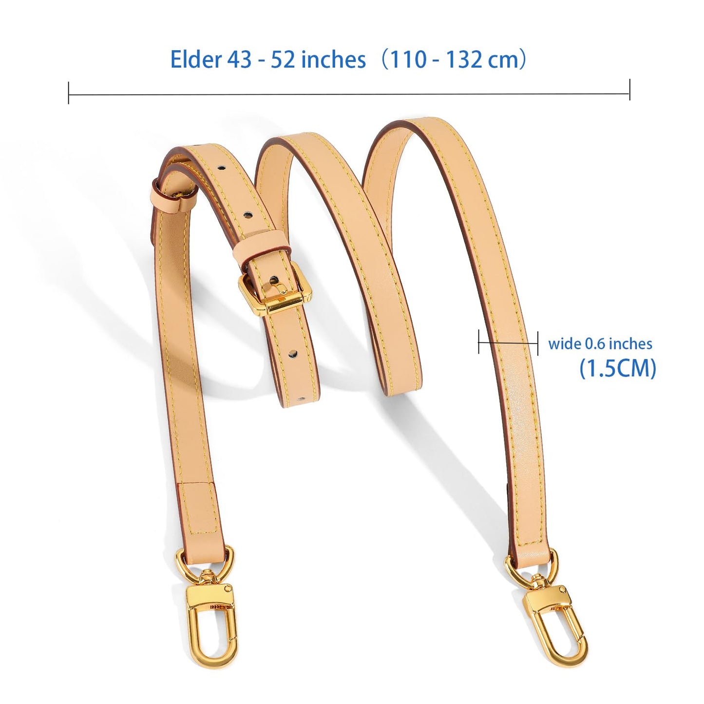 RYYXZXL Vachetta Leather Replacement Adjustable Shoulder Strap for L V Handbag Replacement Bag Strap (width: 0.6in-Beige)
