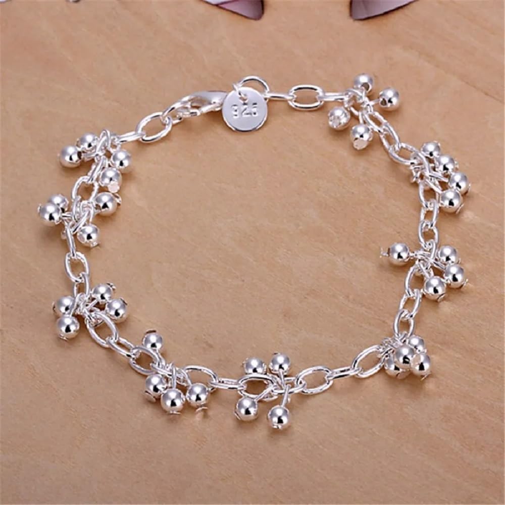 OSIRIDEH2 Bell Bracelet 925 Sterling Silver Bells Sounds Bead Chain Bracelet for Women Wedding Engagement Party Jewelry Jingling Bracelets (bracelet-01)