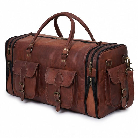 Leather Handmade Vintage Travel Luggage 32 Inch Leather Duffle Bag for Men and Women Gym Sports Bags Weekender Travel Overnight Carry On Duffel Bag Gift For Men (34 inch)