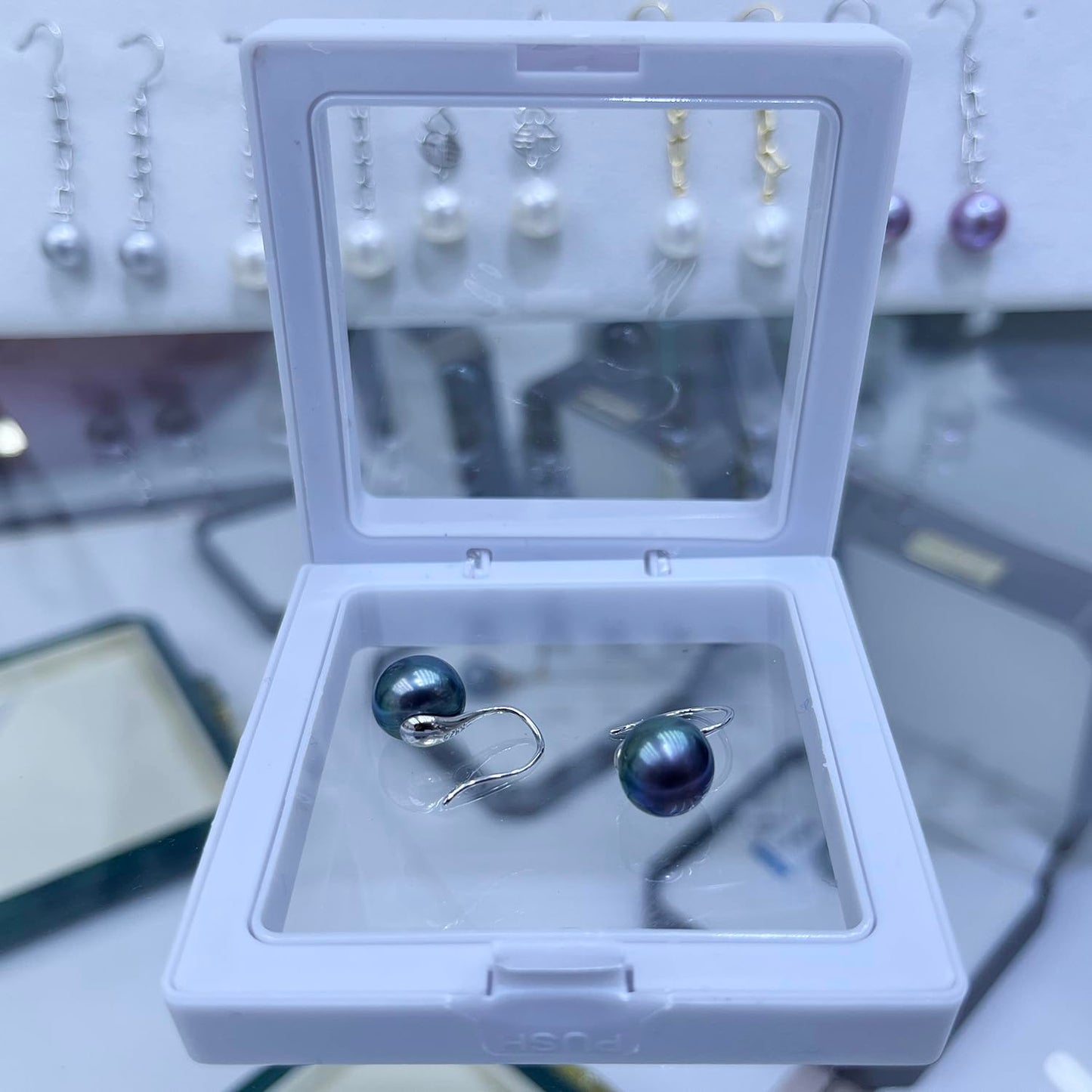 Pearl Earrings, 925 Sterling Silver Hook, Natural Freshwater Cultured Pearls 9.5-10mm Dyed Black - Elegant for Women