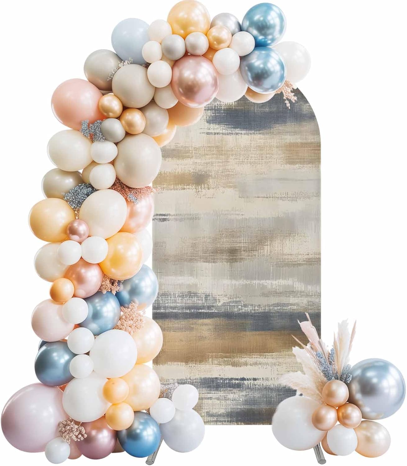 LFoveYuamer 6 Ft Arch Backdrop Cover, Brown Beige Ombre Decorative Wedding Arch Covers Spandex Fitted, Geometric Oil